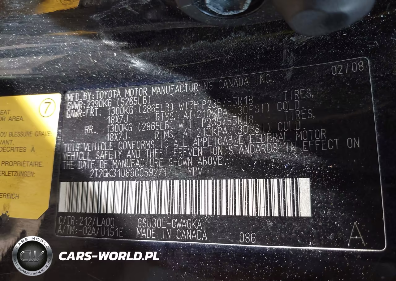 2009 Lexus Rx 350 VIN:2T2GK31U89C059274 - 9