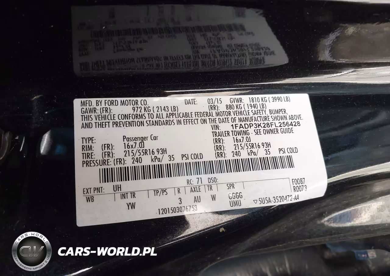 2015 Ford Focus Se VIN:1FADP3K28FL256428 - 9