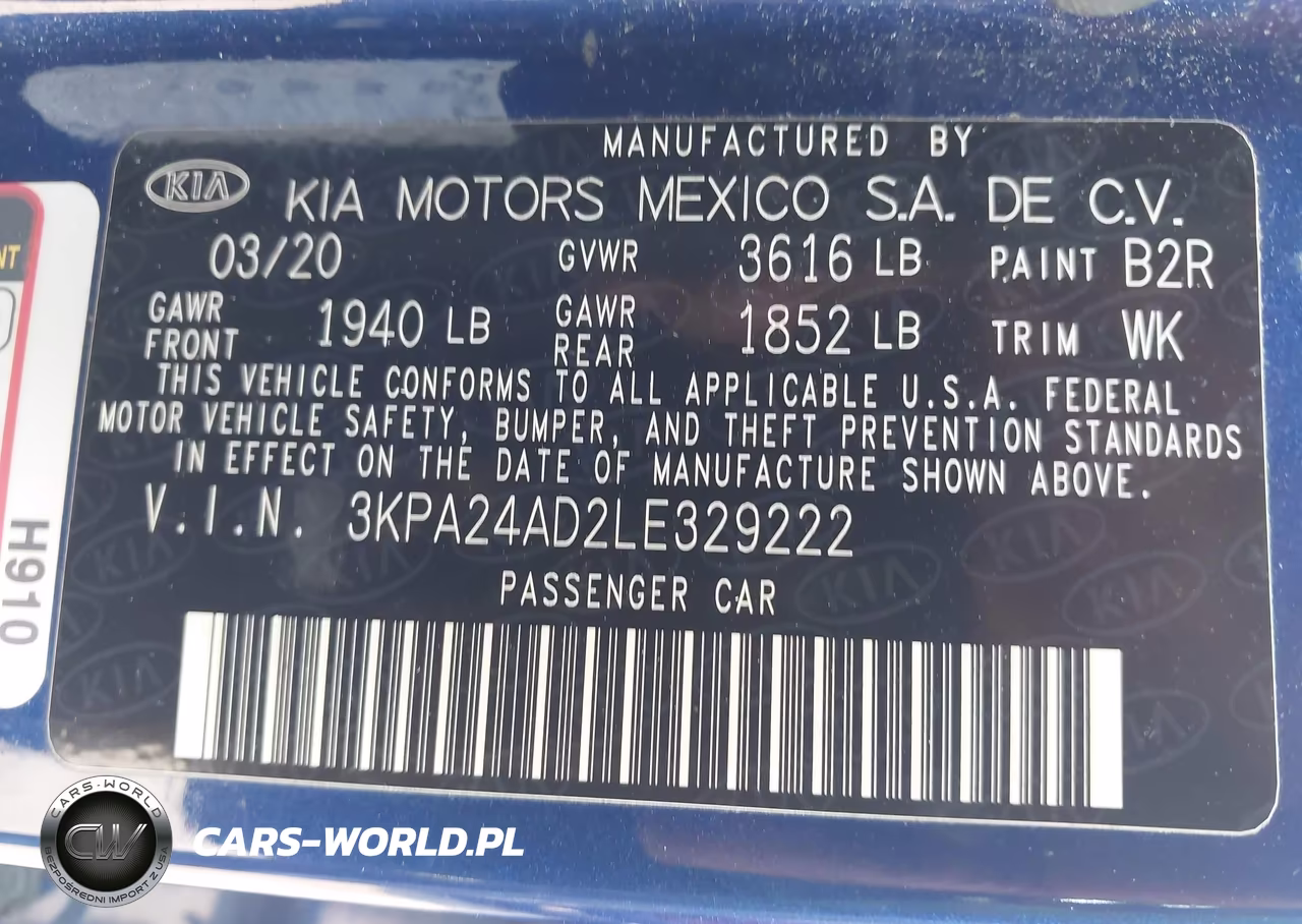 2020 Kia Rio S VIN:3KPA24AD2LE329222 - 9