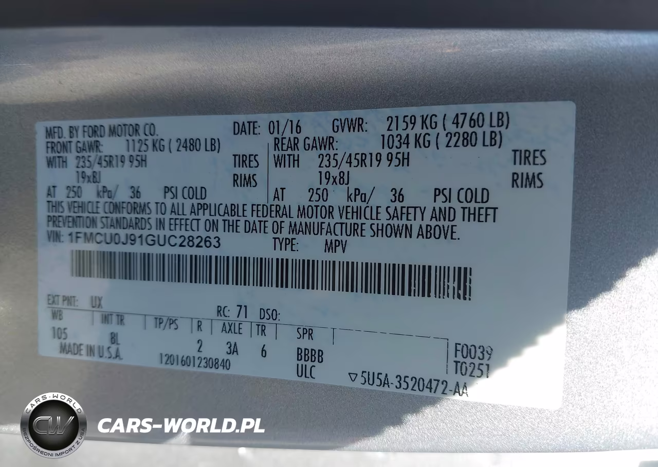 2016 Ford Escape Titanium VIN:1FMCU0J91GUC28263 - 9