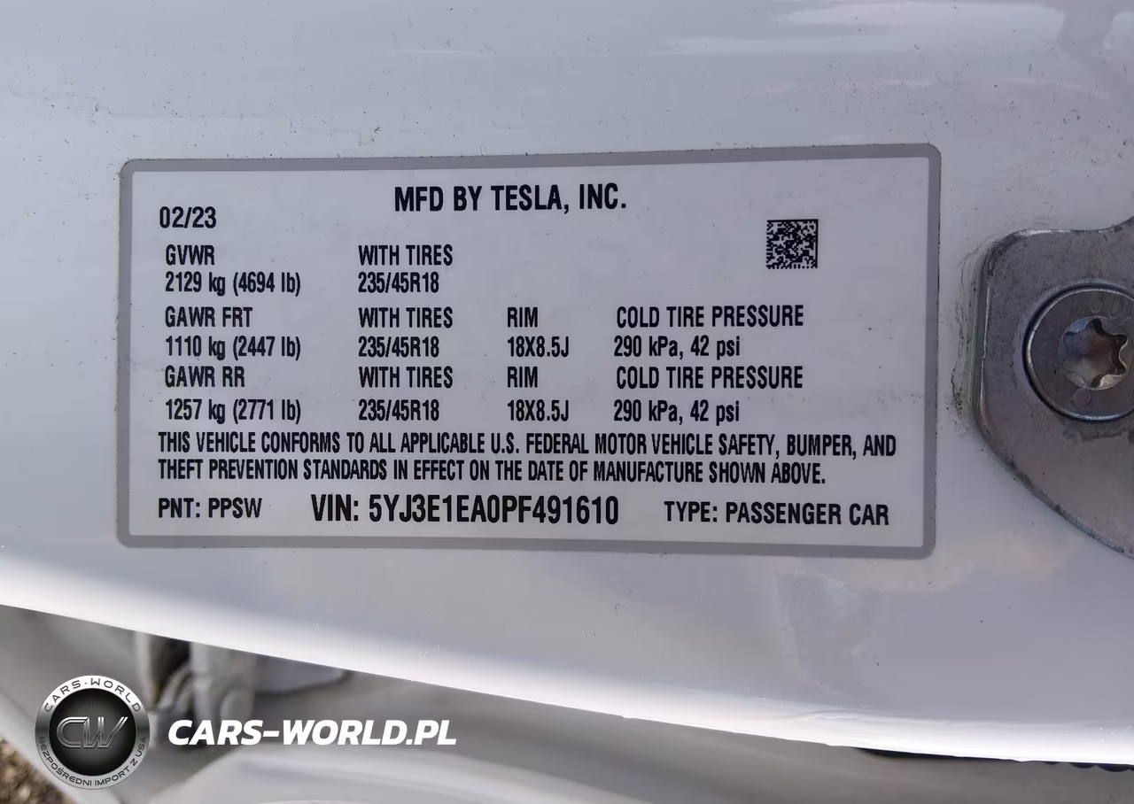 2023 Tesla Model 3 Rear-Wheel Drive VIN:5YJ3E1EA0PF491610 - 9