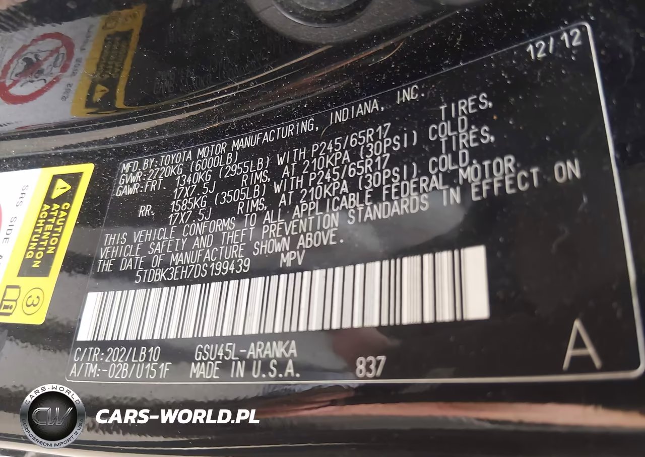 2013 Toyota Highlander Se V6 VIN:5TDBK3EH7DS199439 - 9