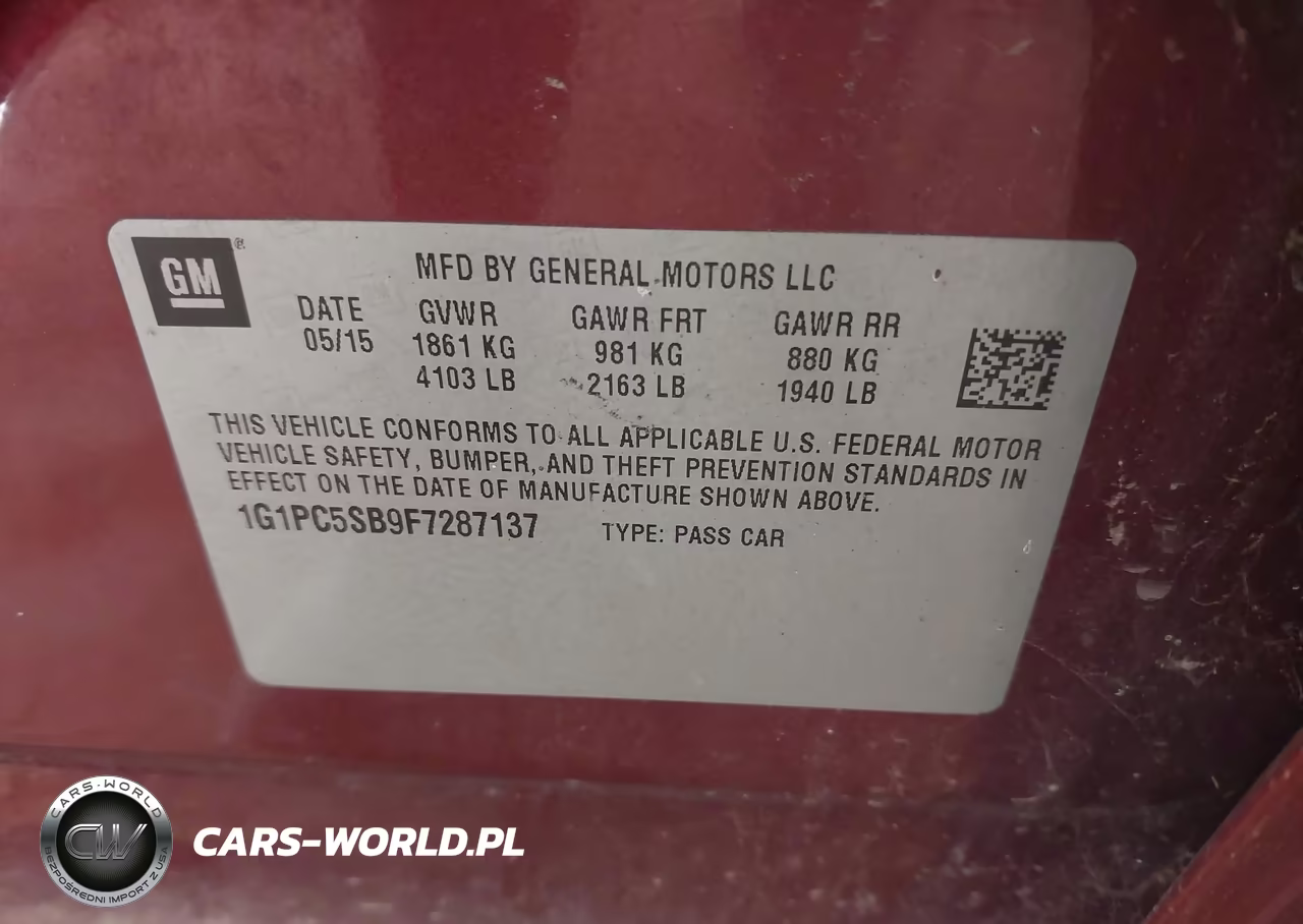 2015 Chevrolet Cruze 1Lt Auto VIN:1G1PC5SB9F7287137 - 9