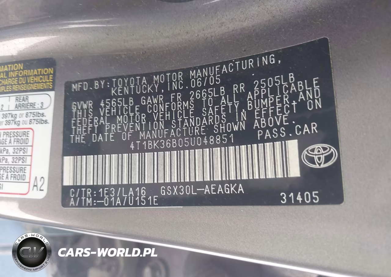 2005 Toyota Avalon Xls VIN:4T1BK36B05U048851 - 9