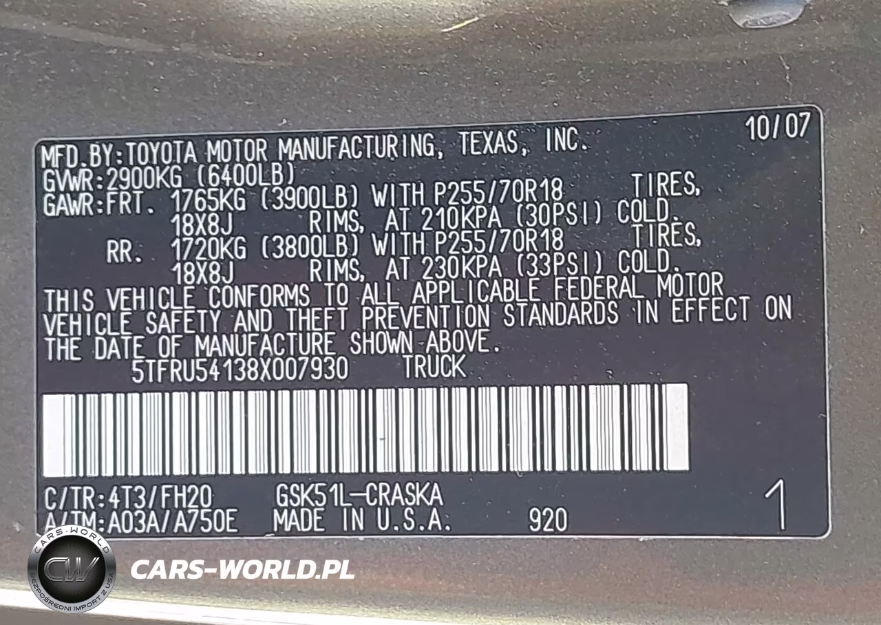 2008 Toyota Tundra Base V6 VIN:5TFRU54138X007930 - 9