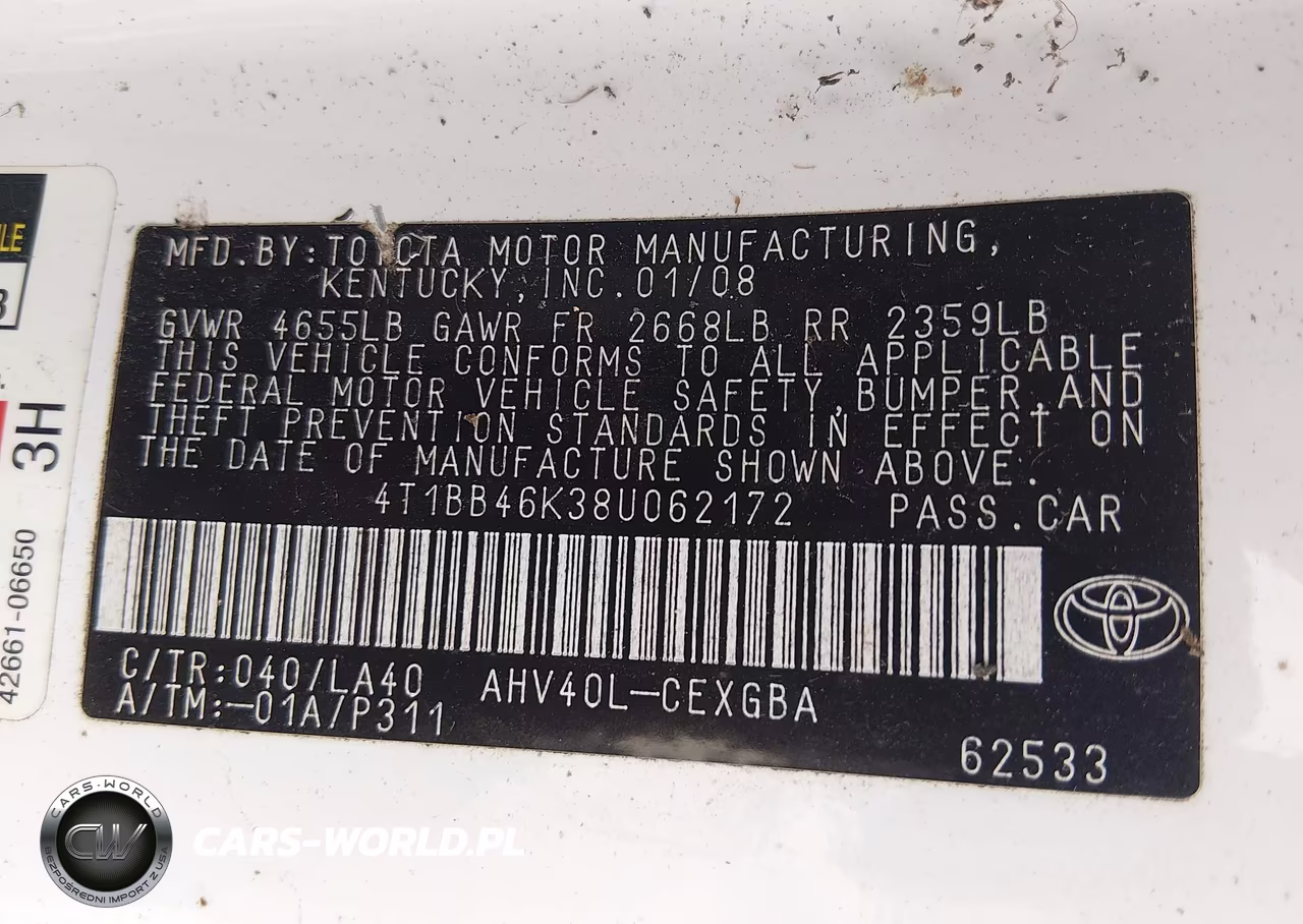 2008 Toyota Camry Hybrid VIN:4T1BB46K38U062172 - 9