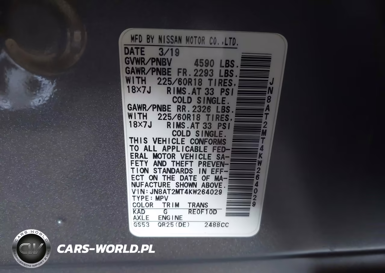 2019 Nissan Rogue Sv VIN:JN8AT2MT4KW264029 - 9