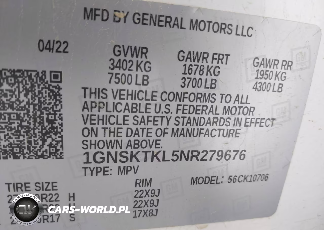 2022 Chevrolet Tahoe 4Wd High Country VIN:1GNSKTKL5NR279676 - 9