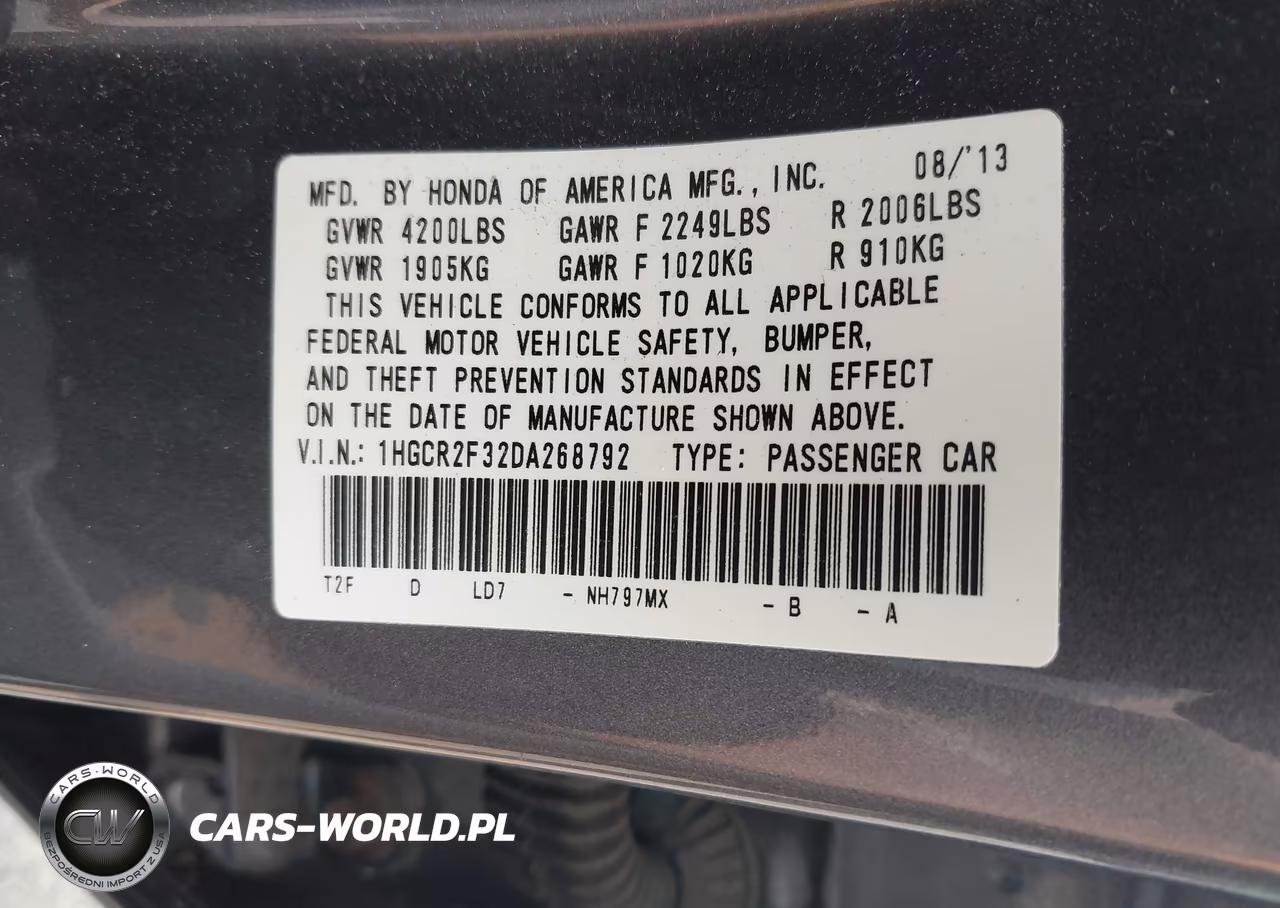 2013 Honda Accord Lx VIN:1HGCR2F32DA268792 - 9