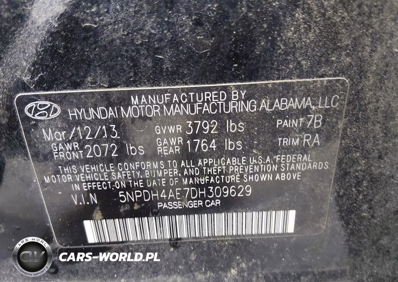 2013 Hyundai Elantra Gls VIN:5NPDH4AE7DH309629 - 9