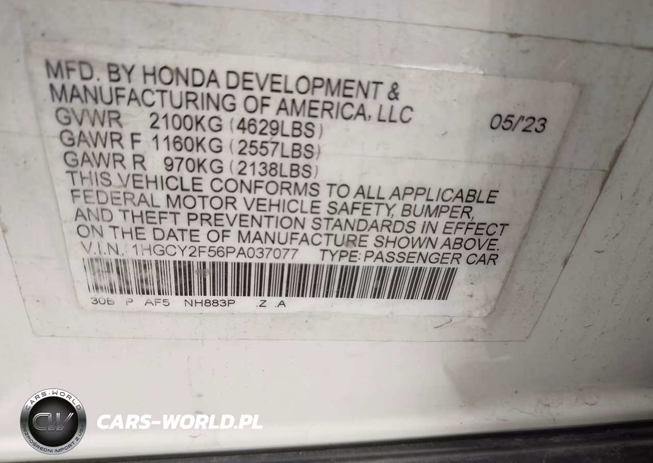 2023 Honda Accord Hybrid Sport VIN:1HGCY2F56PA037077 - 9