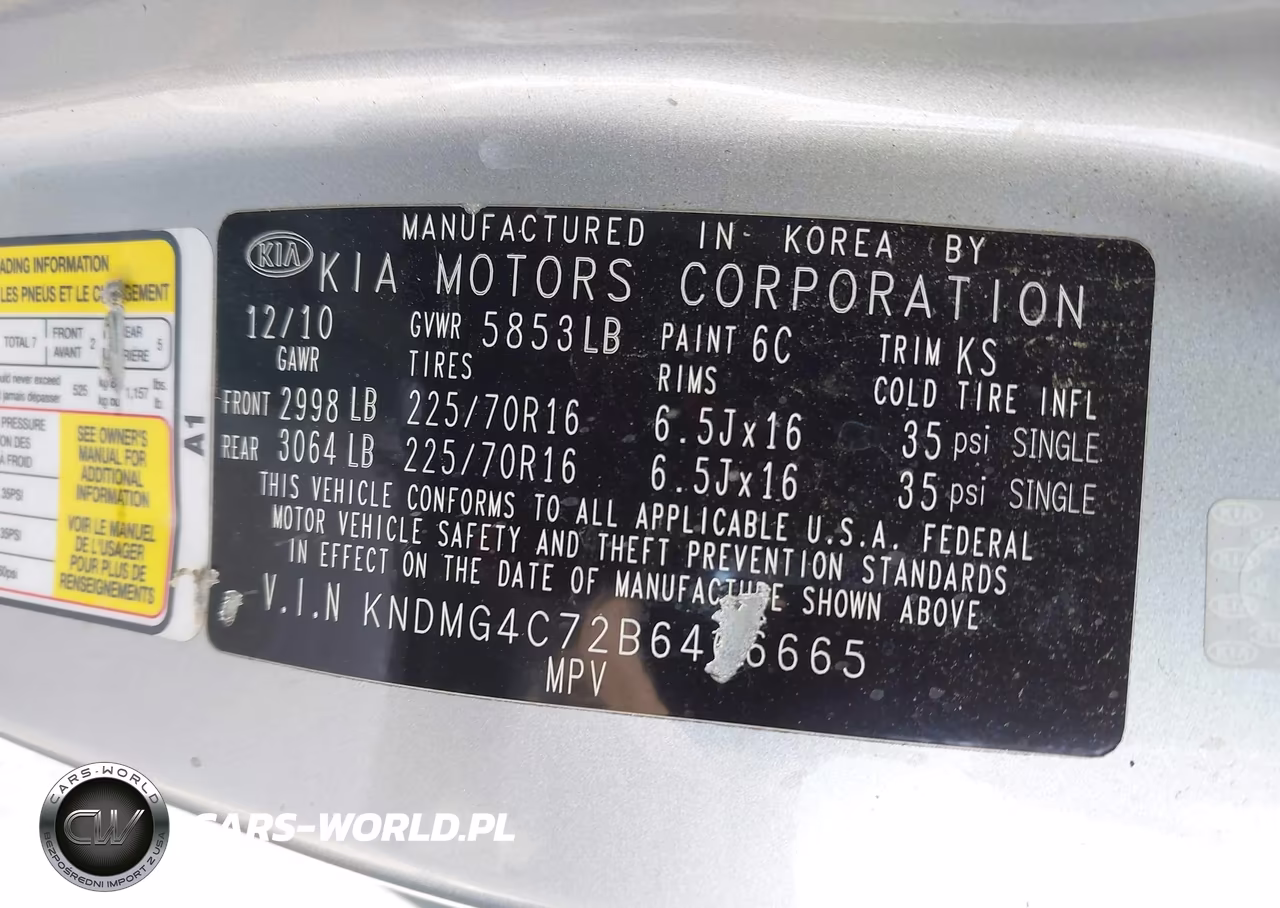 2011 Kia Sedona Lx VIN:KNDMG4C72B6406665 - 9