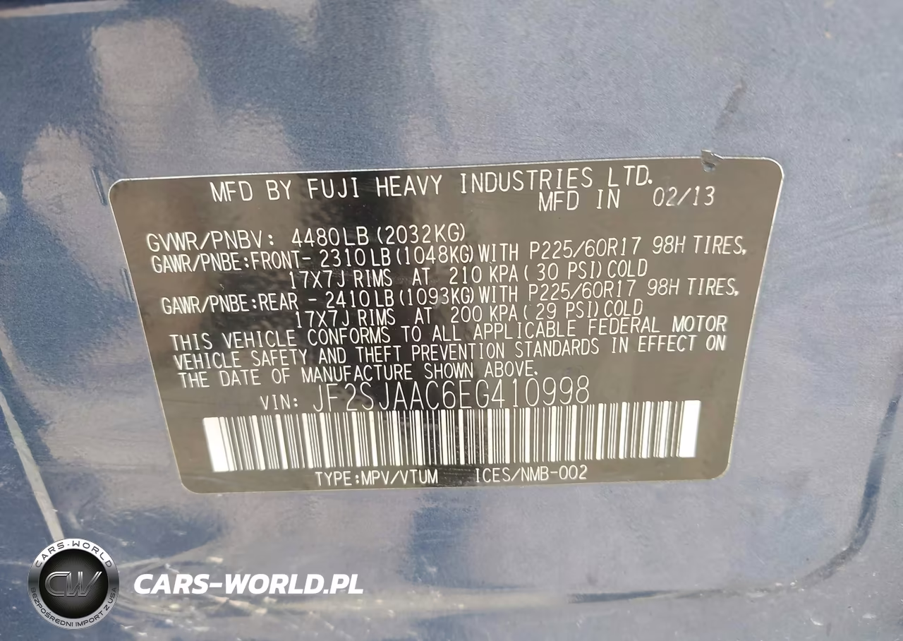 2014 Subaru Forester 2.5I VIN:JF2SJAAC6EG410998 - 9