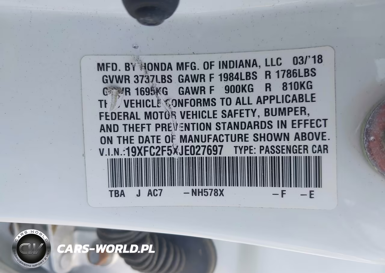 2018 Honda Civic Lx VIN:19XFC2F5XJE027697 - 9