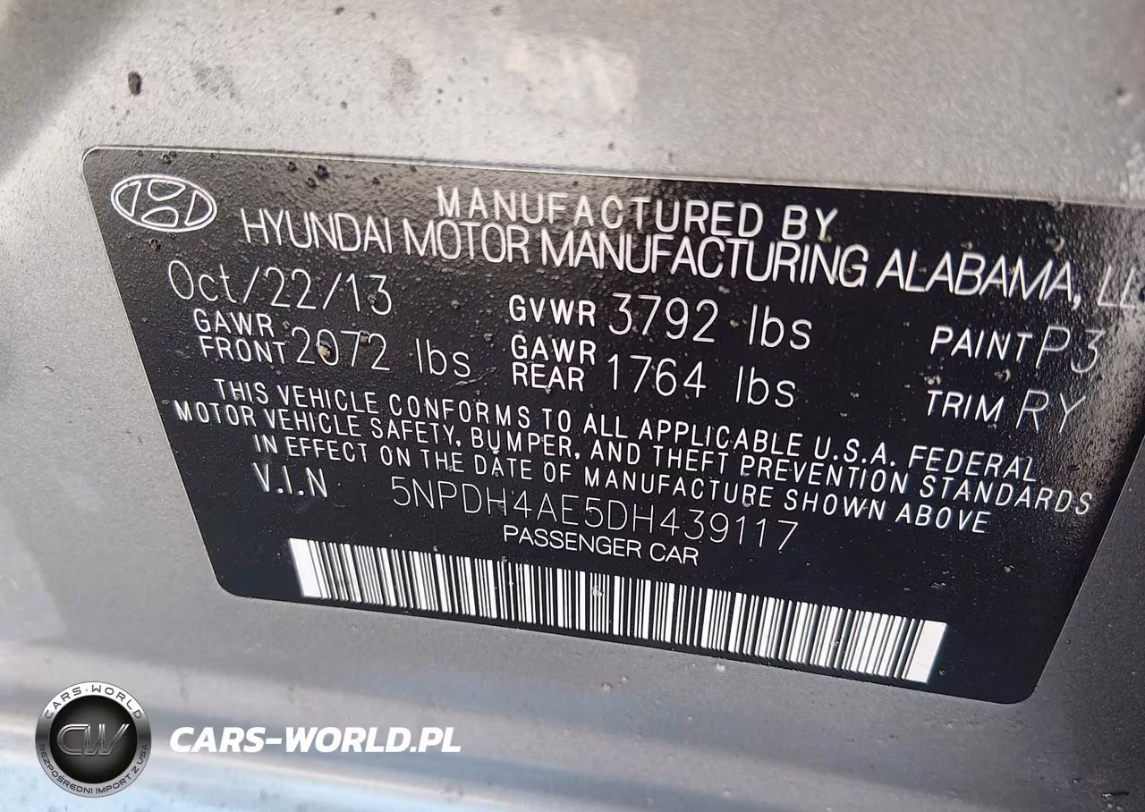 2013 Hyundai Elantra Limited VIN:5NPDH4AE5DH439117 - 9
