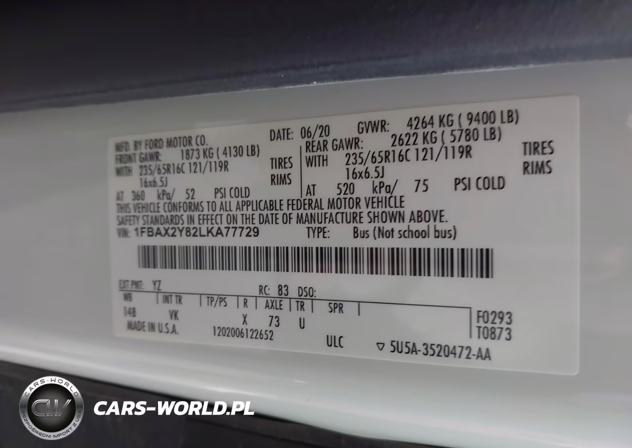 2020 Ford Transit-350 Passenger Van Xl VIN:1FBAX2Y82LKA77729 - 9