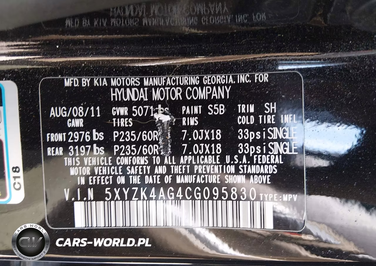 2012 Hyundai Santa Fe Limited V6 VIN:5XYZK4AG4CG095830 - 9
