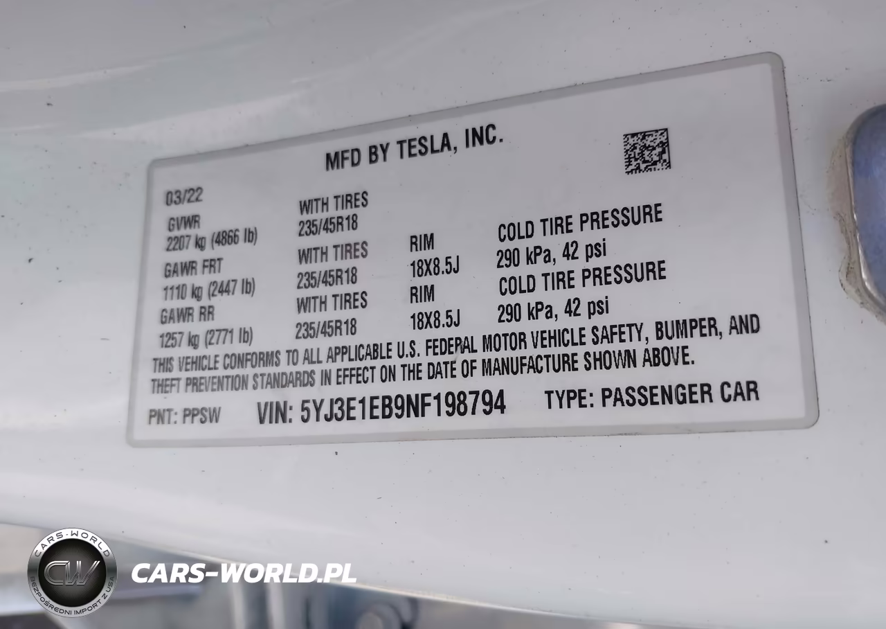 2022 Tesla Model 3 Long Range Dual Motor All-Wheel Drive VIN:5YJ3E1EB9NF198794 - 8