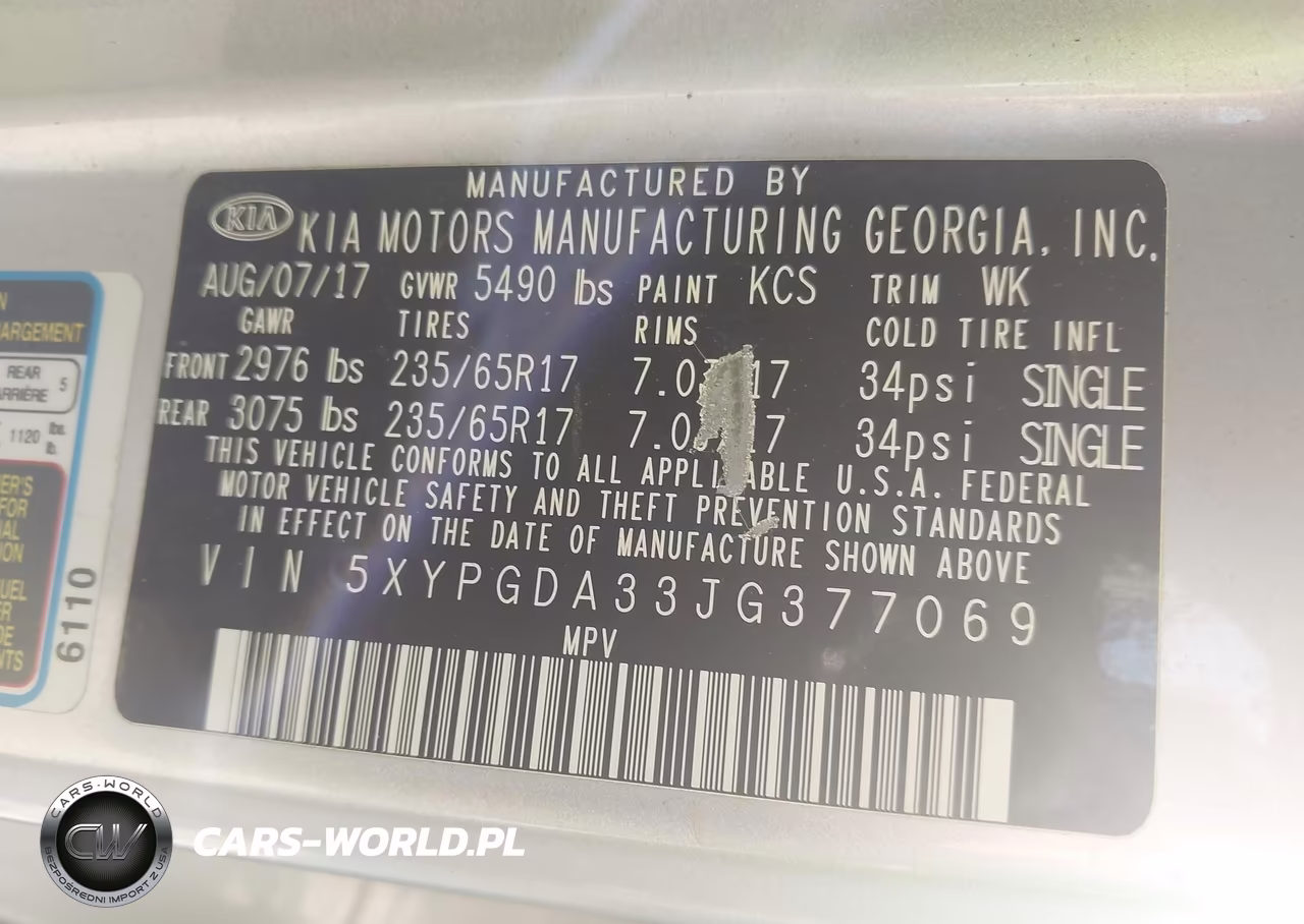 2018 Kia Sorento 2.4L Lx VIN:5XYPGDA33JG377069 - 9