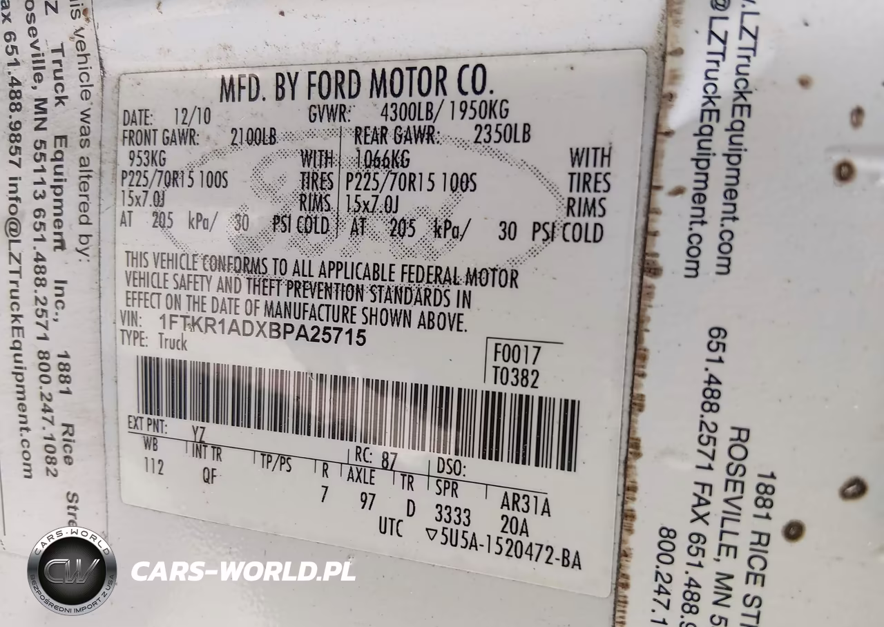 2011 Ford Ranger Xl VIN:1FTKR1ADXBPA25715 - 9