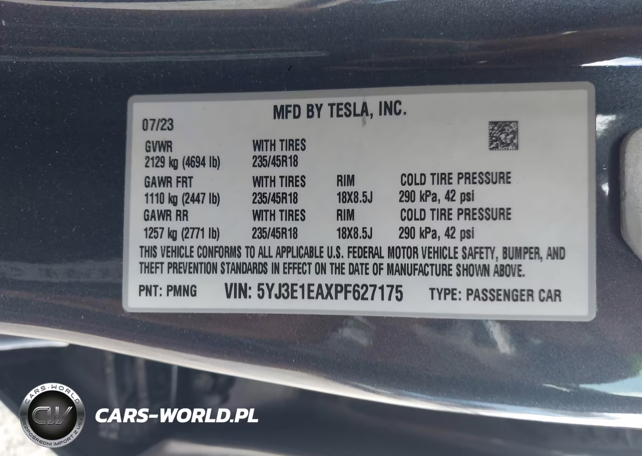 2023 Tesla Model 3 Rear-Wheel Drive VIN:5YJ3E1EAXPF627175 - 9