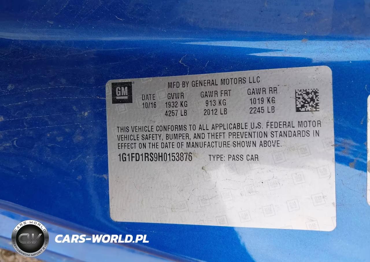 2017 Chevrolet Camaro 2Lt VIN:1G1FD1RS9H0153876 - 9