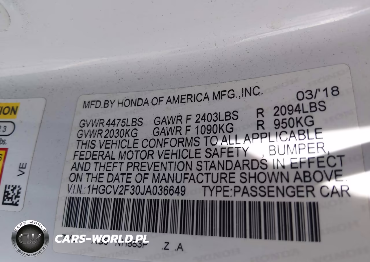 2018 Honda Accord Sport 2.0T VIN:1HGCV2F30JA036649 - 9