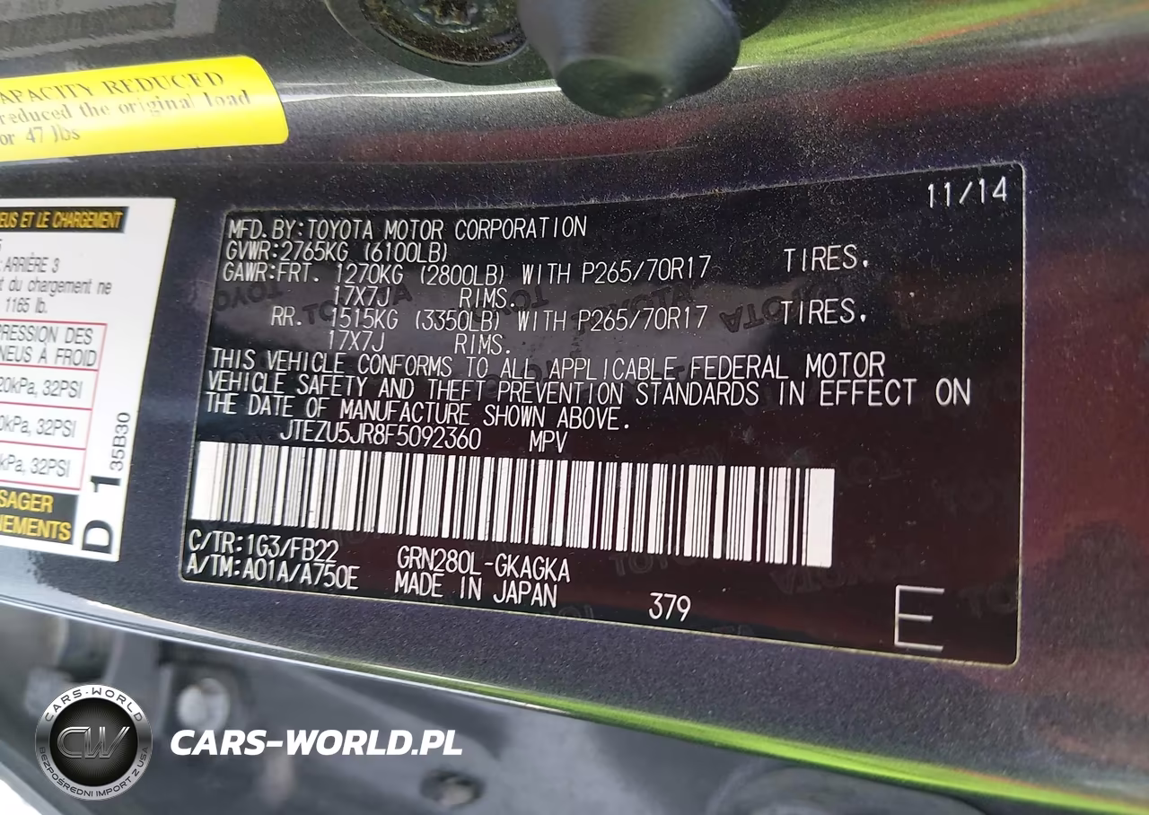 2015 Toyota 4Runner Sr5 VIN:JTEZU5JR8F5092360 - 9