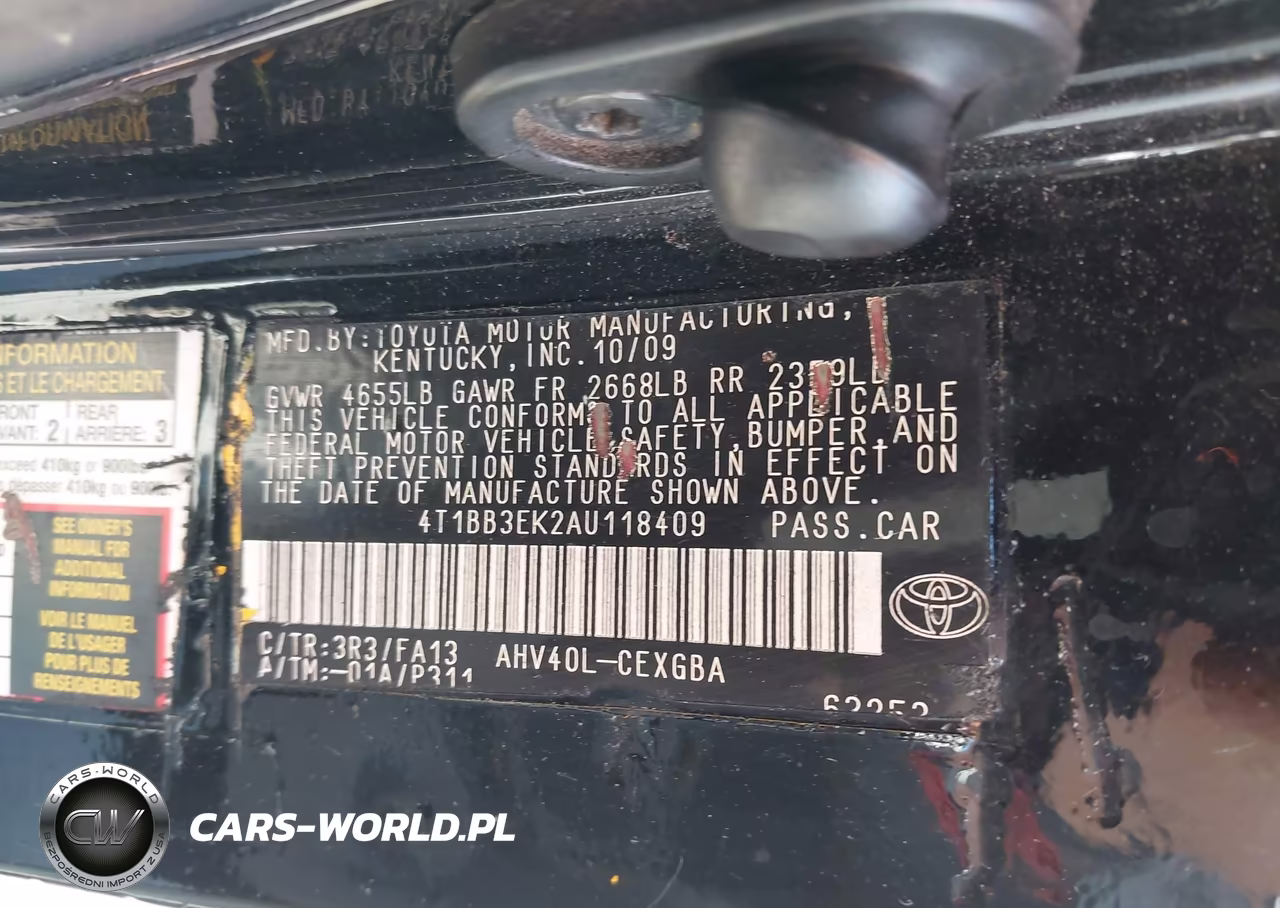 2010 Toyota Camry Hybrid VIN:4T1BB3EK2AU118409 - 9
