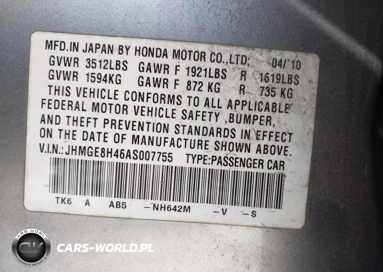 2010 Honda Fit Sport VIN:JHMGE8H46AS007755 - 9