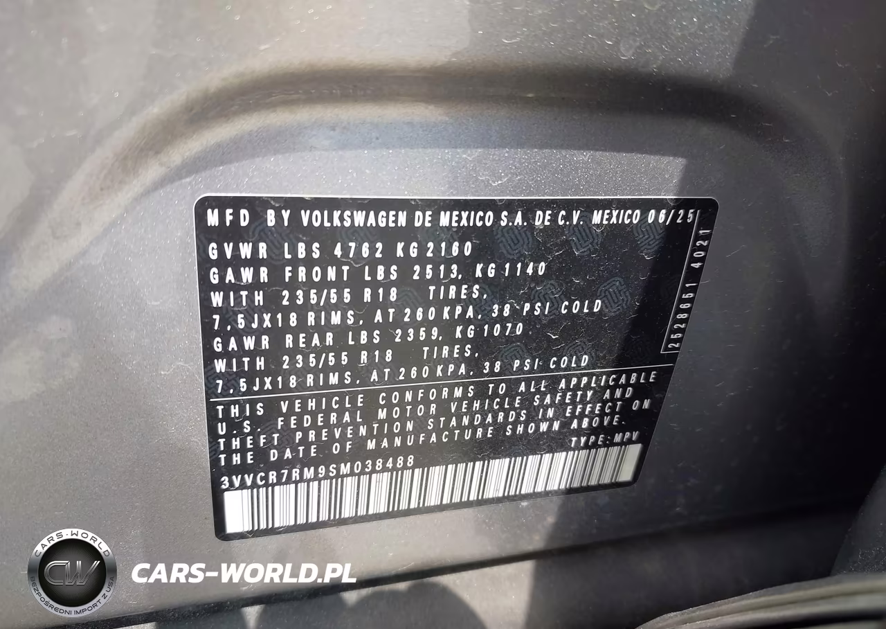 2025 Volkswagen Tiguan 2.0T S VIN:3VVCR7RM9SM038488 - 9