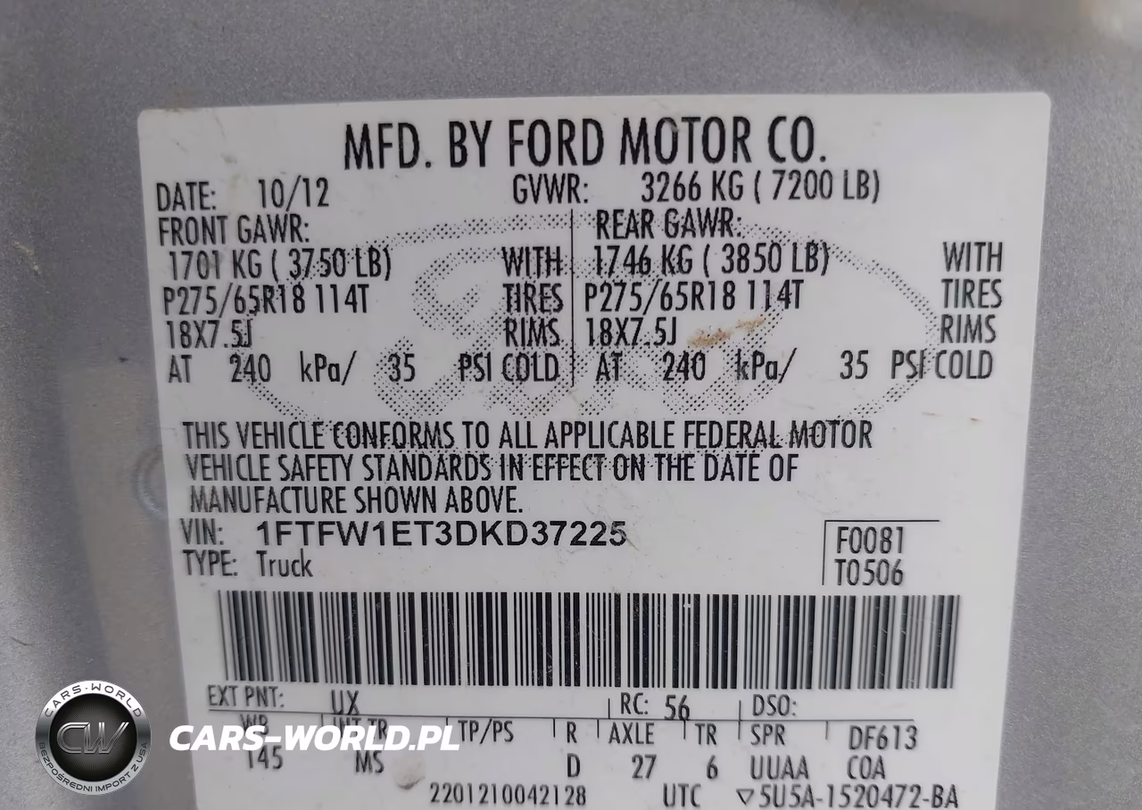 2013 Ford F-150 Xlt VIN:1FTFW1ET3DKD37225 - 9