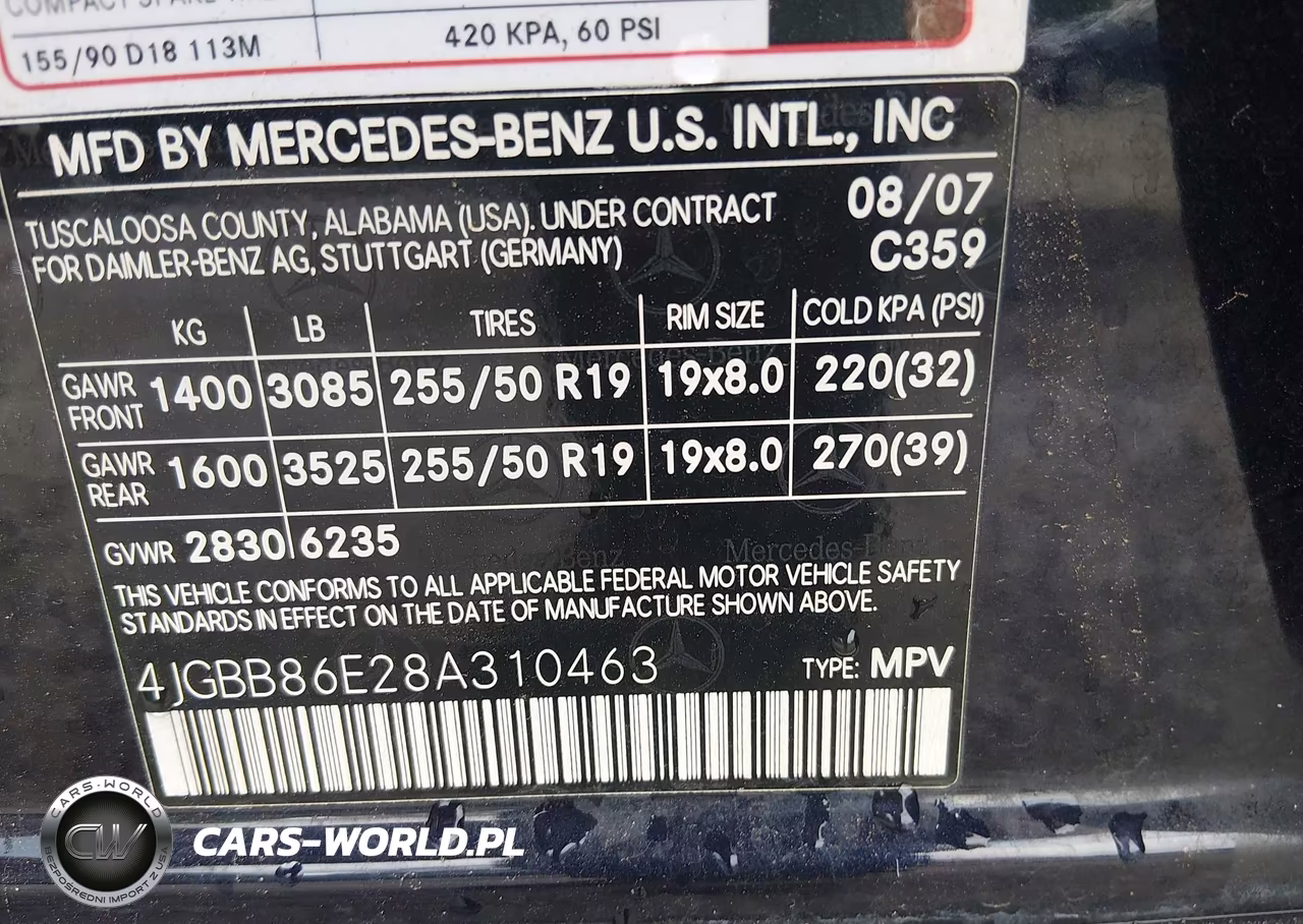 2008 Mercedes-Benz M-Class 3.5L VIN:4JGBB86E28A310463 - 9