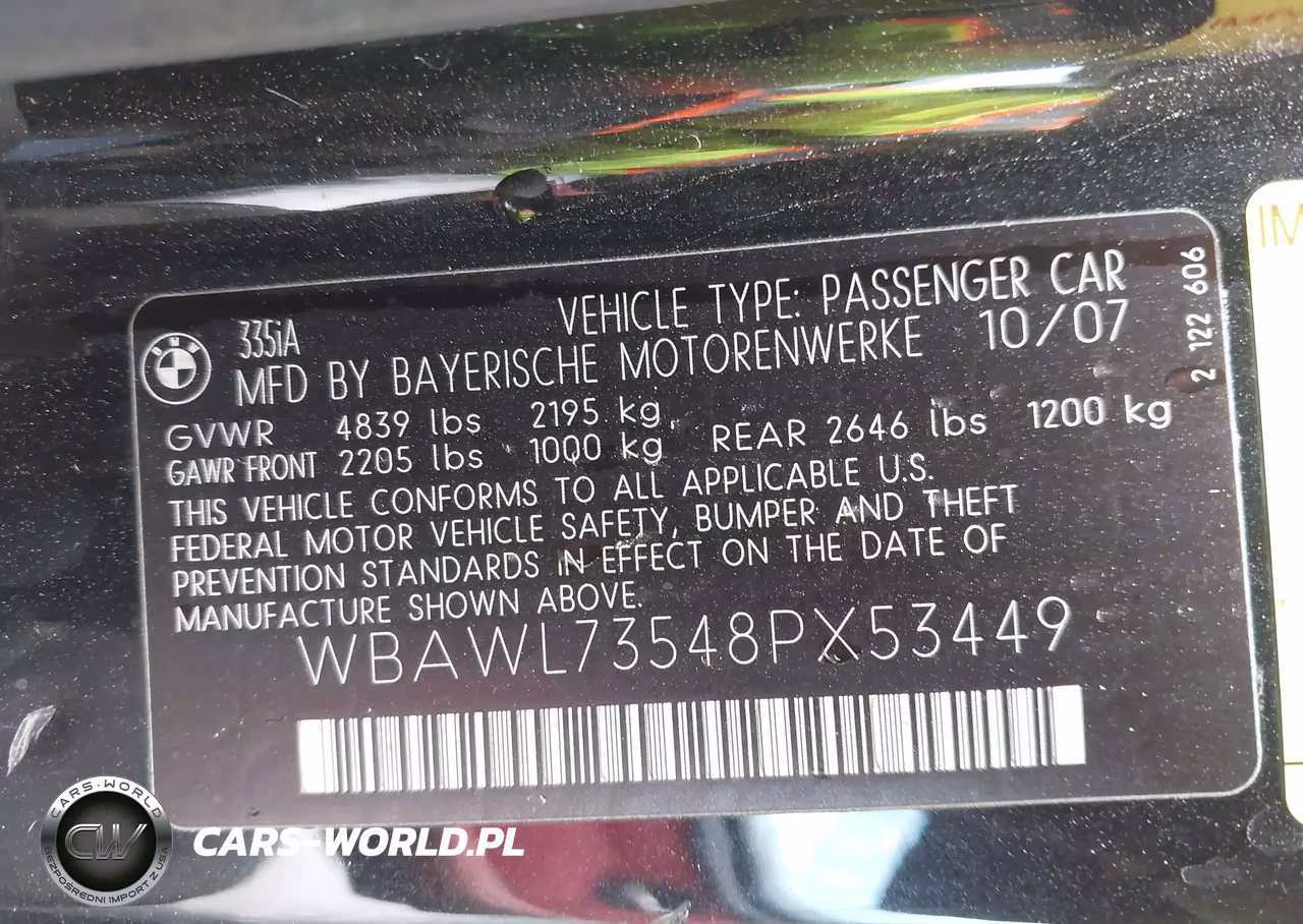 2008 BMW 335I VIN:WBAWL73548PX53449 - 9