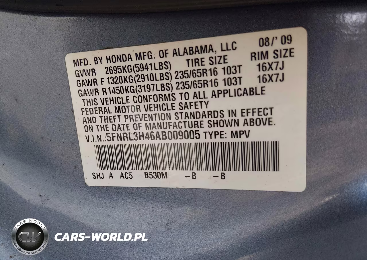 2010 Honda Odyssey Ex VIN:5FNRL3H46AB009005 - 9