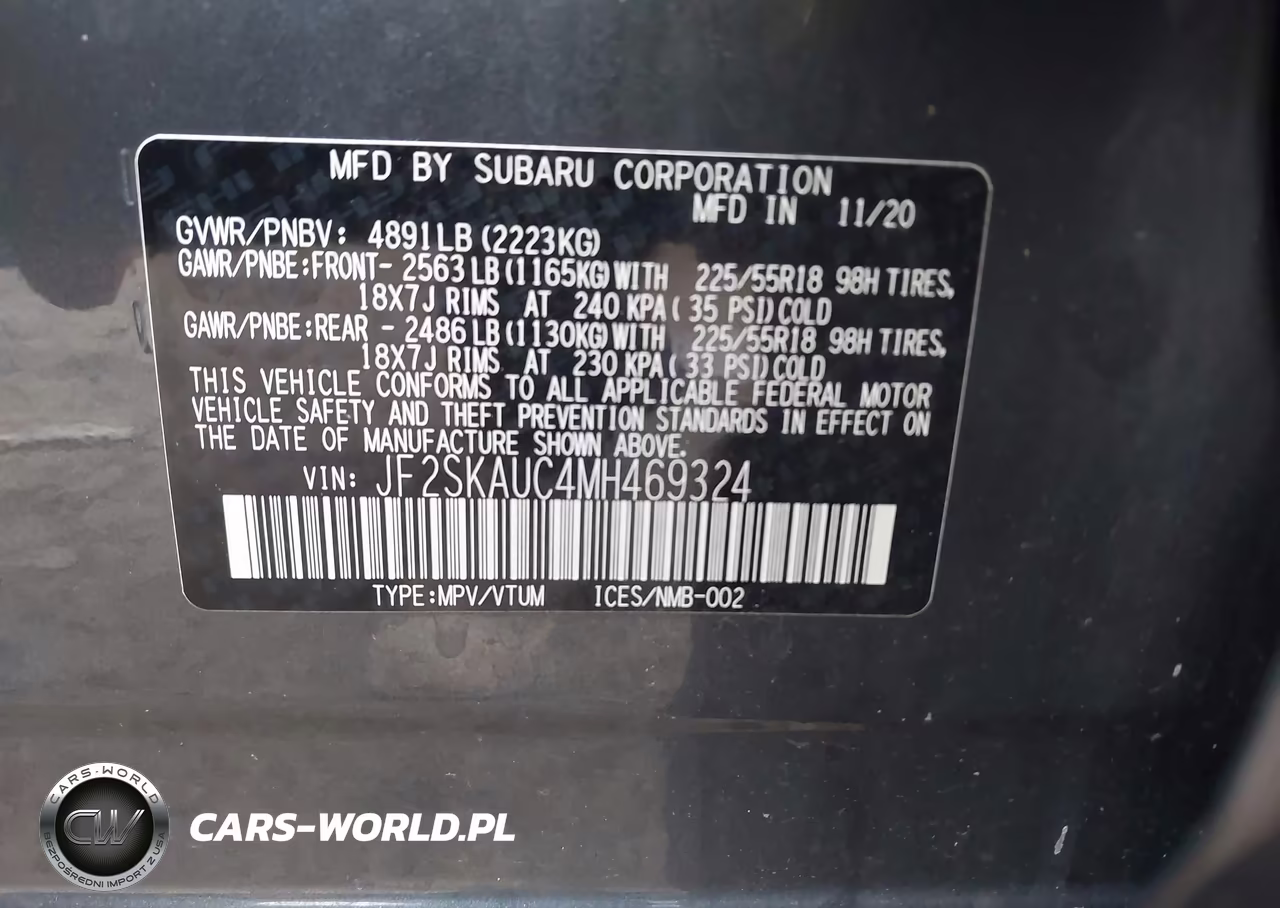 2021 Subaru Forester Limited VIN:JF2SKAUC4MH469324 - 9