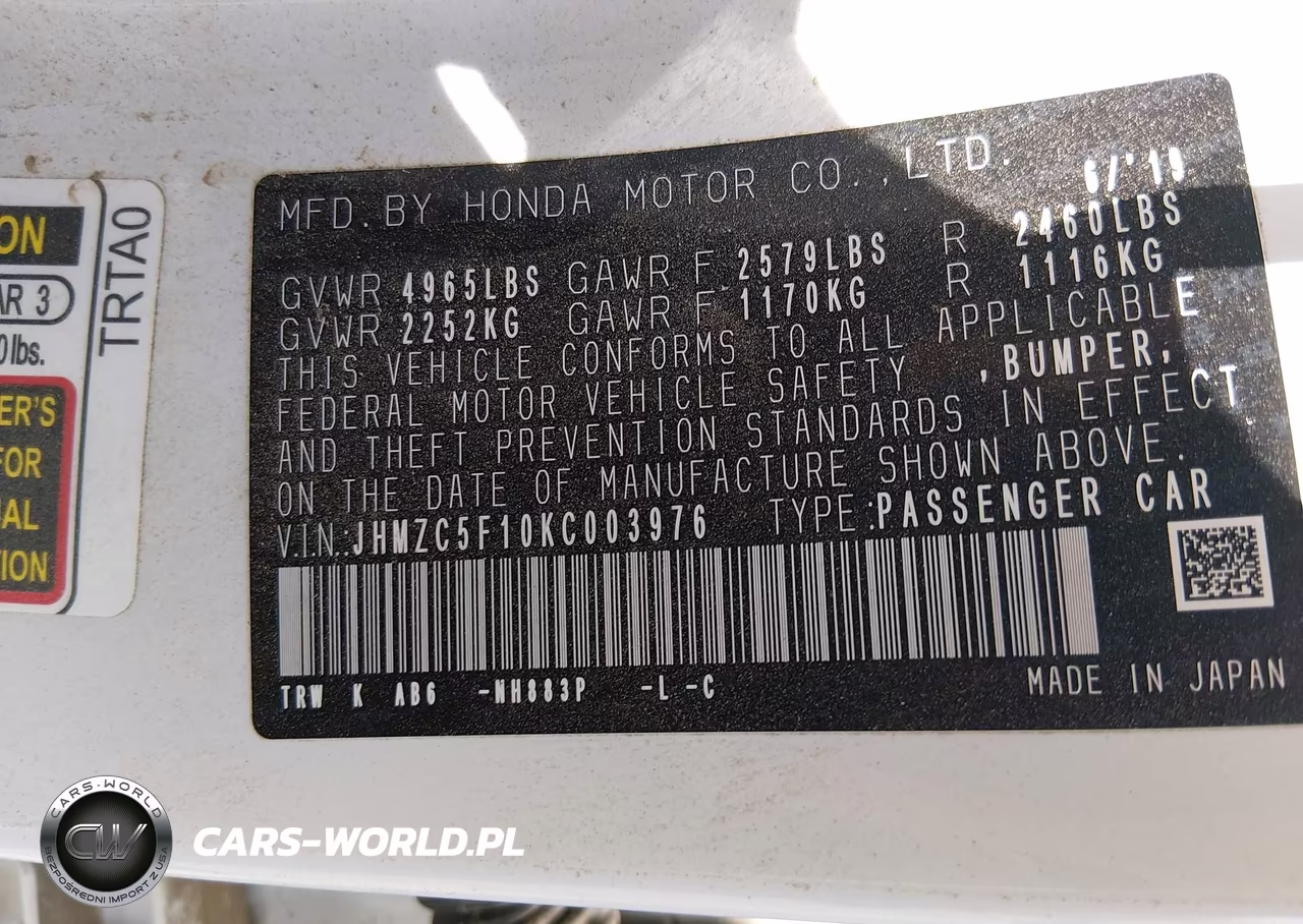 2019 Honda Clarity Plug-In Hybrid VIN:JHMZC5F10KC003976 - 9