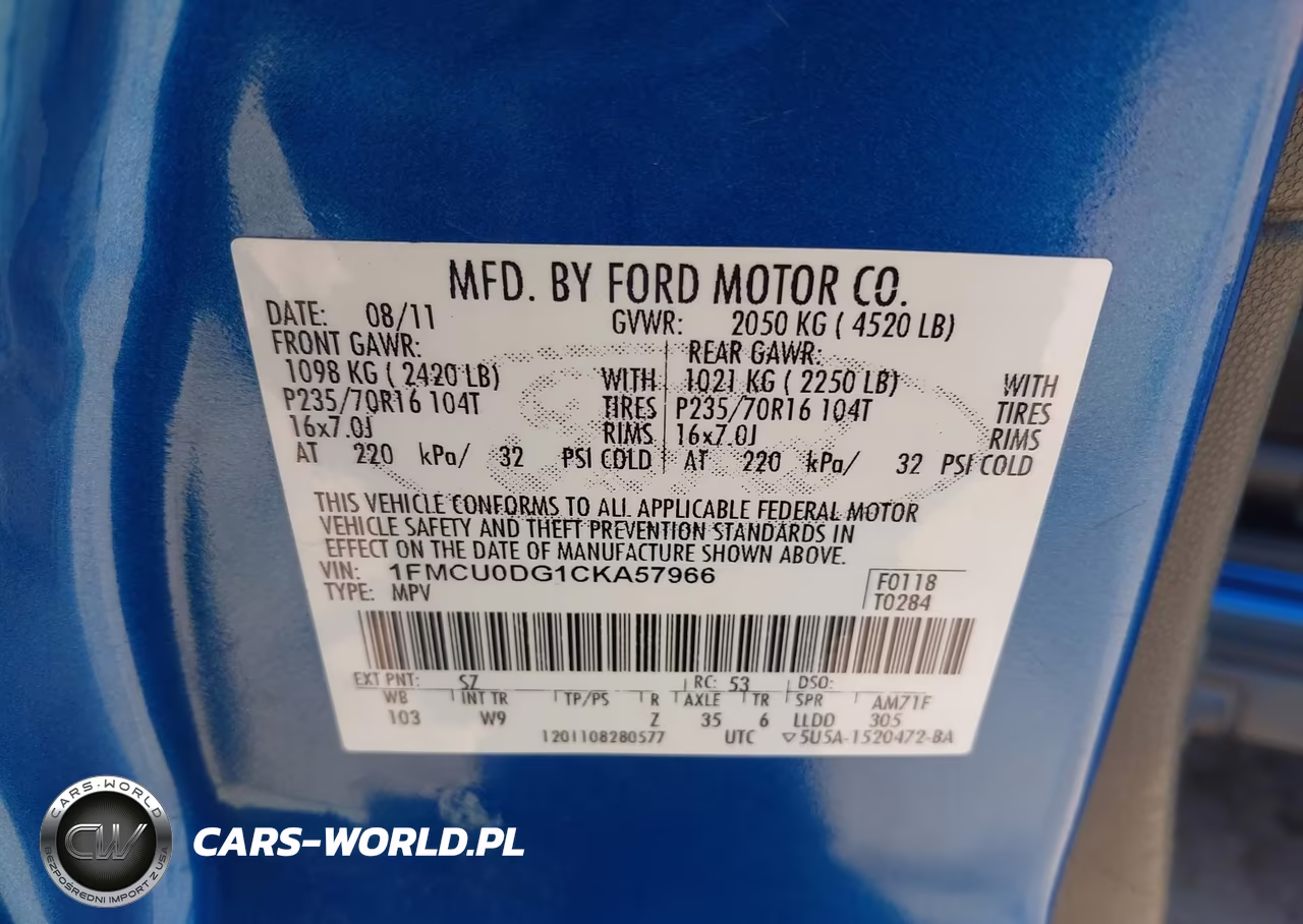 2012 Ford Escape Xlt VIN:1FMCU0DG1CKA57966 - 9