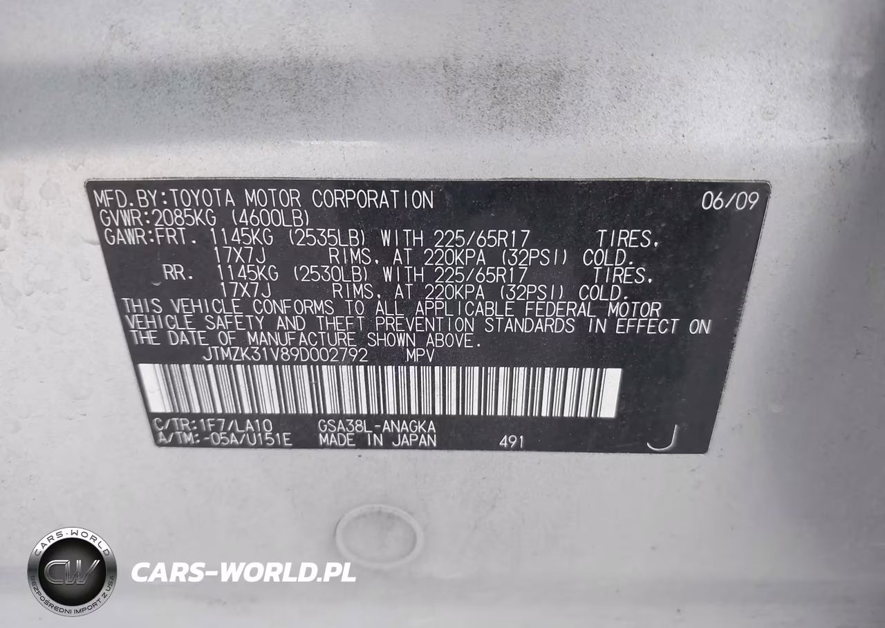 2009 Toyota Rav4 Limited V6 VIN:JTMZK31V89D002792 - 9