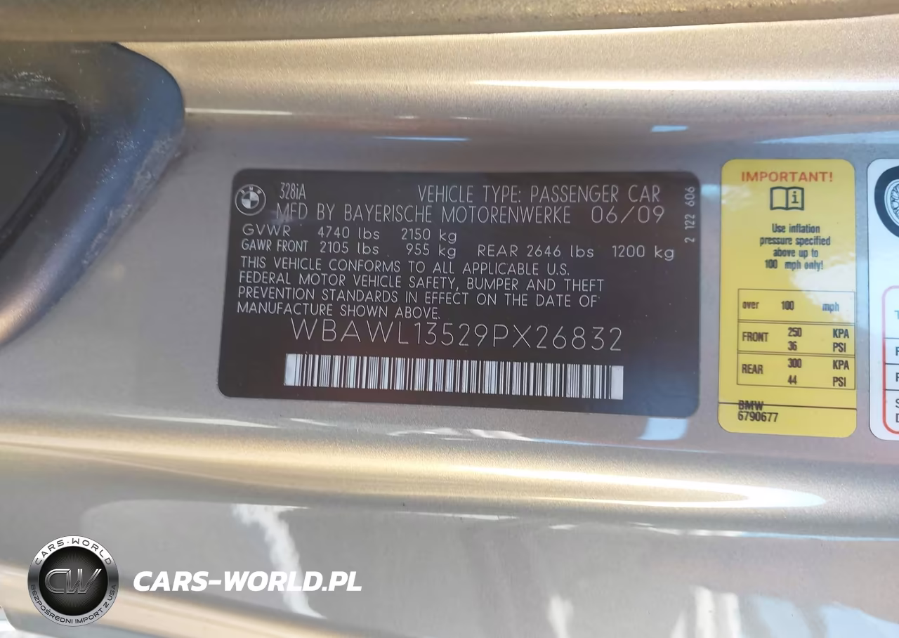 2009 BMW 328I VIN:WBAWL13529PX26832 - 9