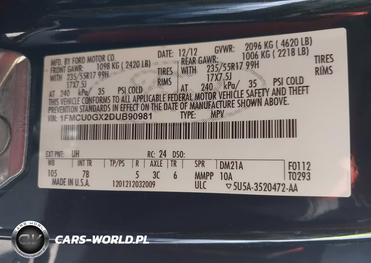 2013 Ford Escape Se VIN:1FMCU0GX2DUB90981 - 9
