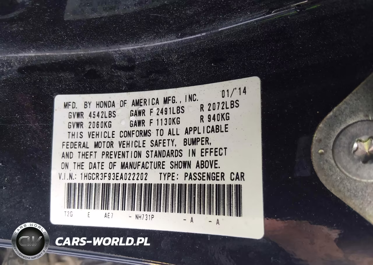 2014 Honda Accord Touring VIN:1HGCR3F93EA022202 - 9