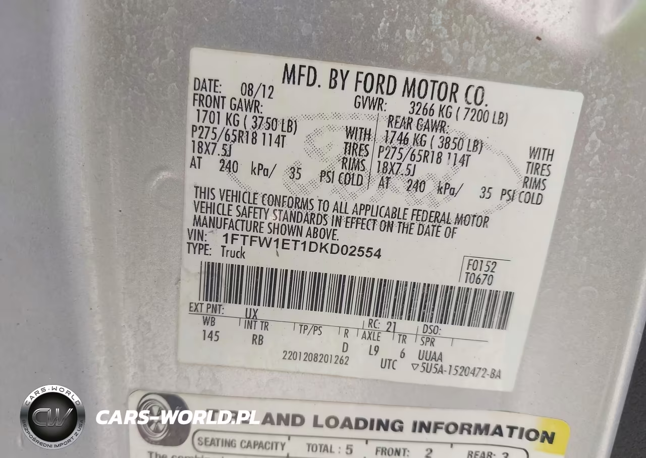 2013 Ford F-150 Fx4 VIN:1FTFW1ET1DKD02554 - 9