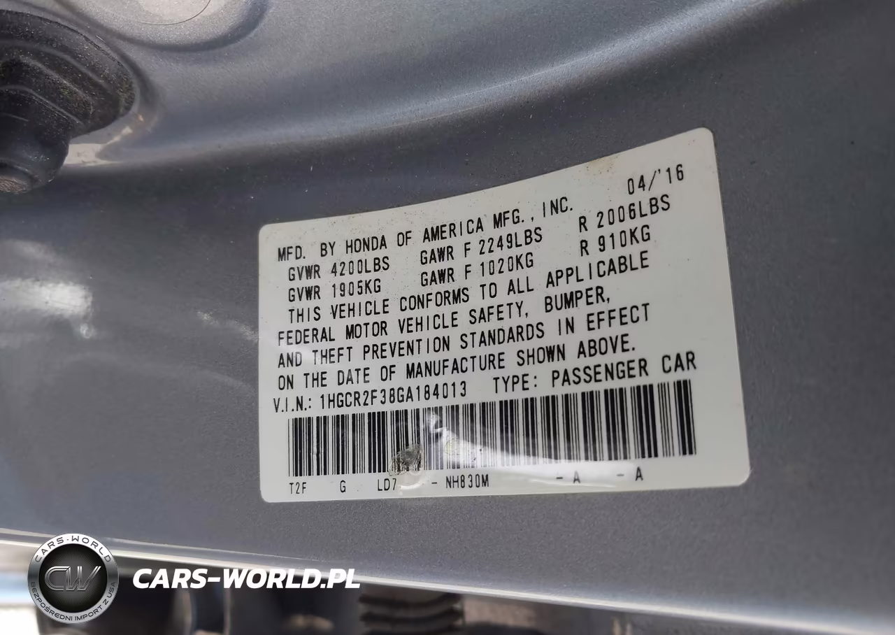 2016 Honda Accord Lx VIN:1HGCR2F38GA184013 - 9