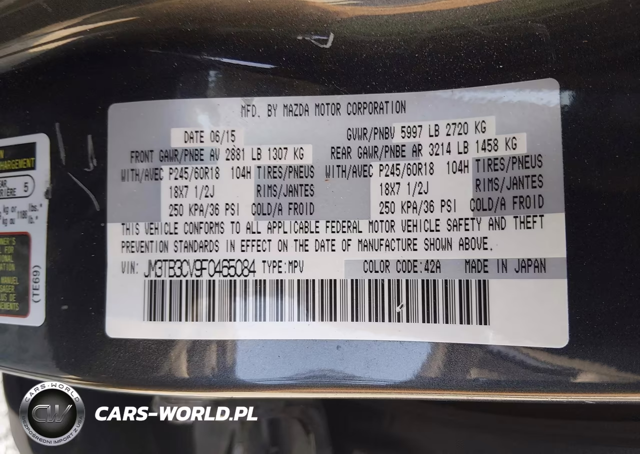 2015 Mazda Cx-9 Touring VIN:JM3TB3CV9F0465084 - 9