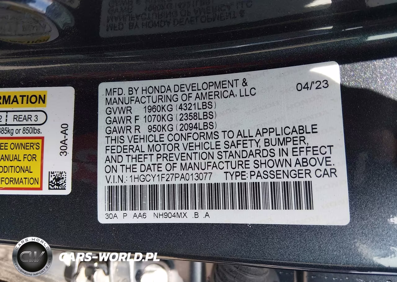 2023 Honda Accord Lx VIN:1HGCY1F27PA013077 - 9