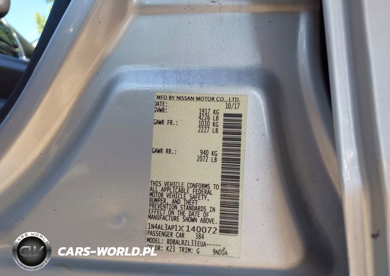 2018 Nissan Altima 2.5 Sl VIN:1N4AL3AP1JC140072 - 9