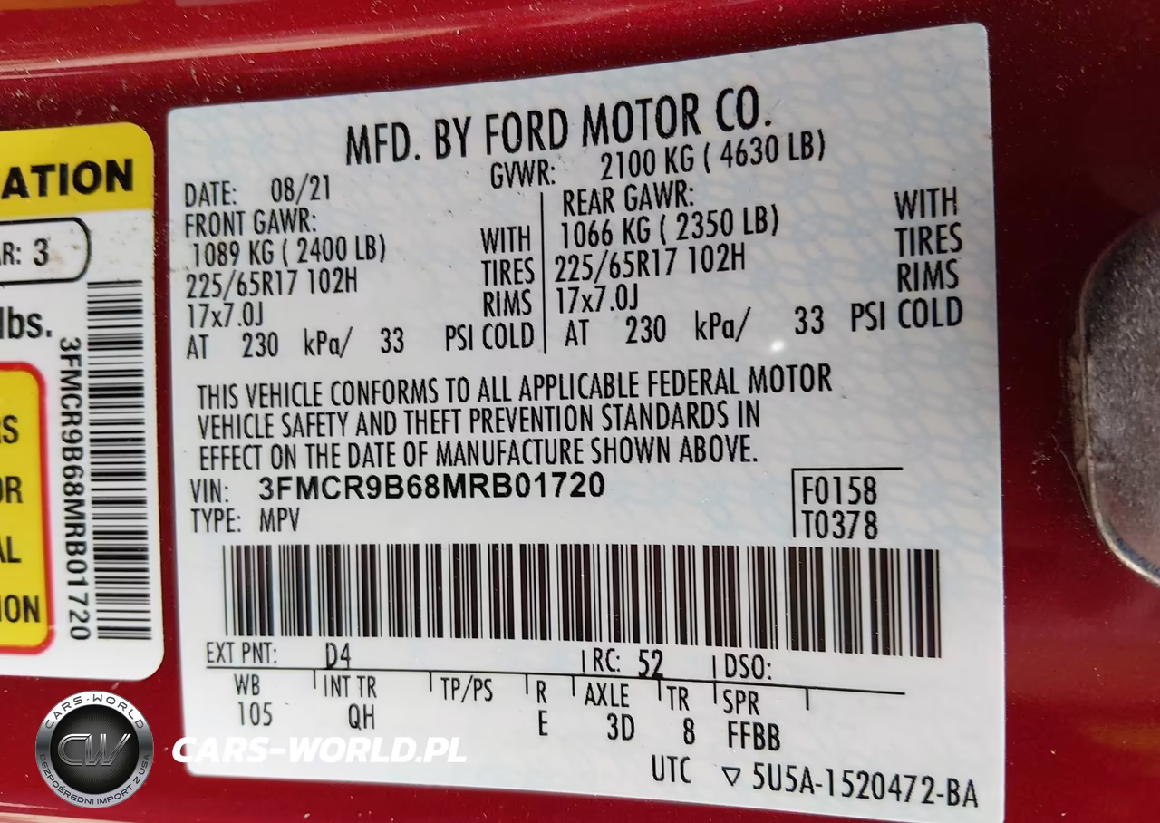 2021 Ford Bronco Sport Big Bend VIN:3FMCR9B68MRB01720 - 9