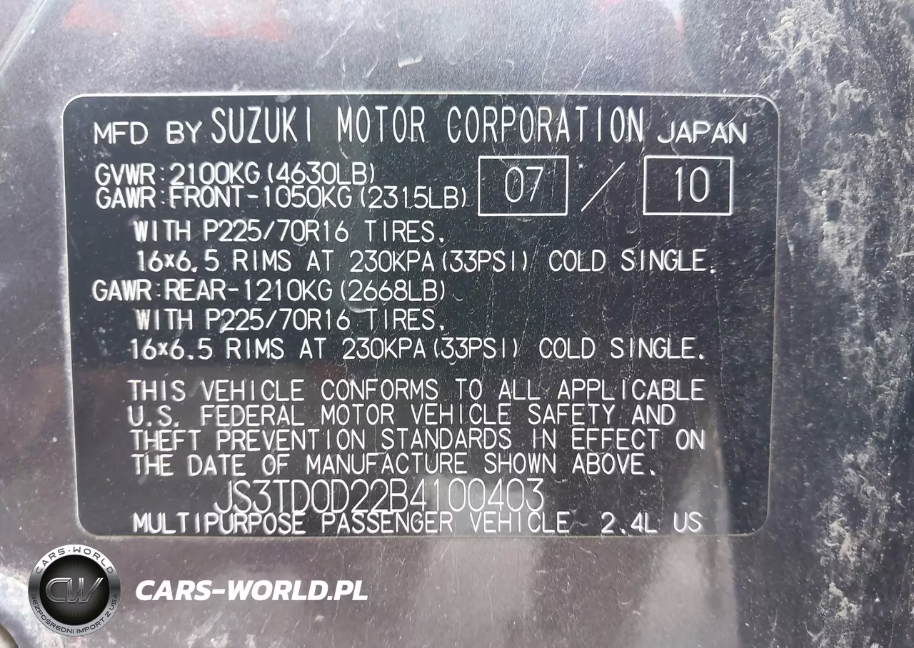 2011 Suzuki Grand Vitara Premium-Premium W-Alloy Wheels VIN:JS3TD0D22B4100403 - 9