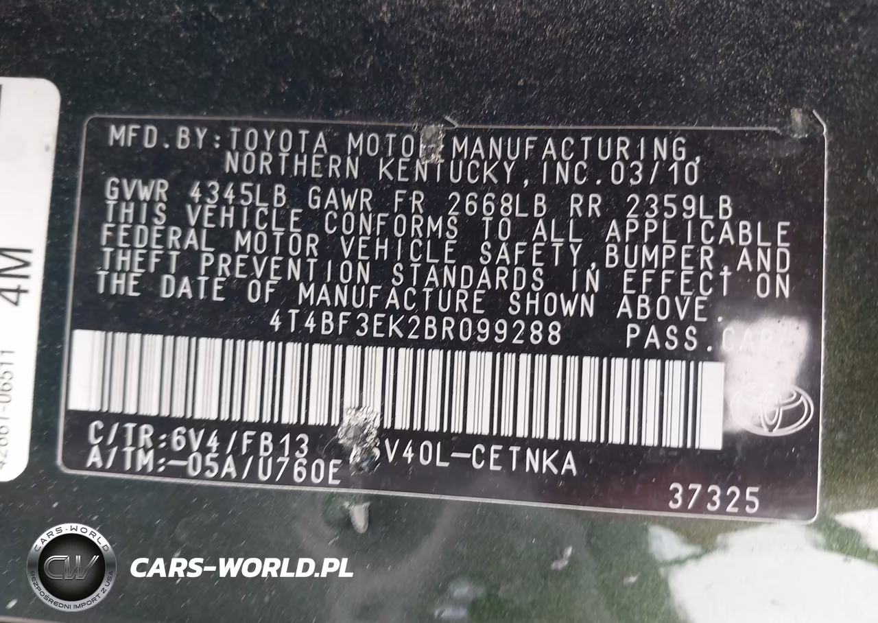 2011 Toyota Camry Le VIN:4T4BF3EK2BR099288 - 9